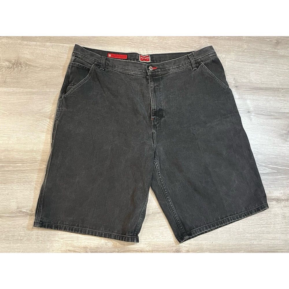 Vintage Tommy‎ Hilfiger Mens 42 Distressed Spell Out Baggy Denim Shorts Black